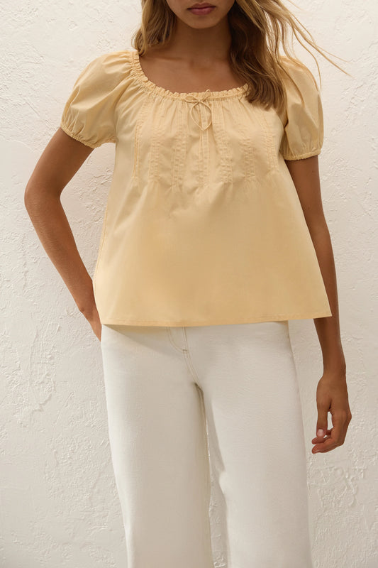 Co-op California Boutique Aurelia Cotton Top in Daffodil Yellow