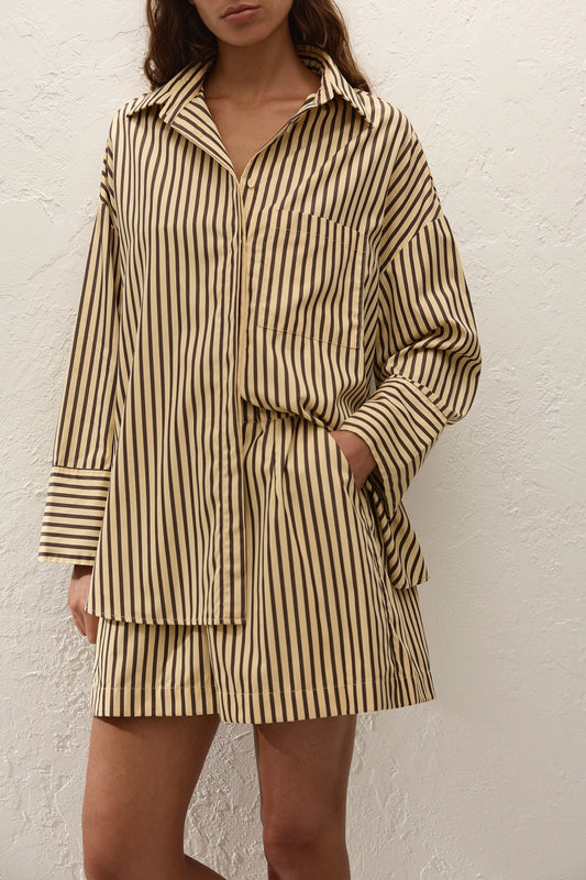 Co-op California Boutique Clemente Striped Shirt – Carmen Stripe Sand Cedar