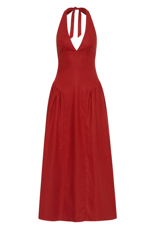 Co-op California Boutique La Cala Midi Dress in Chilli Red