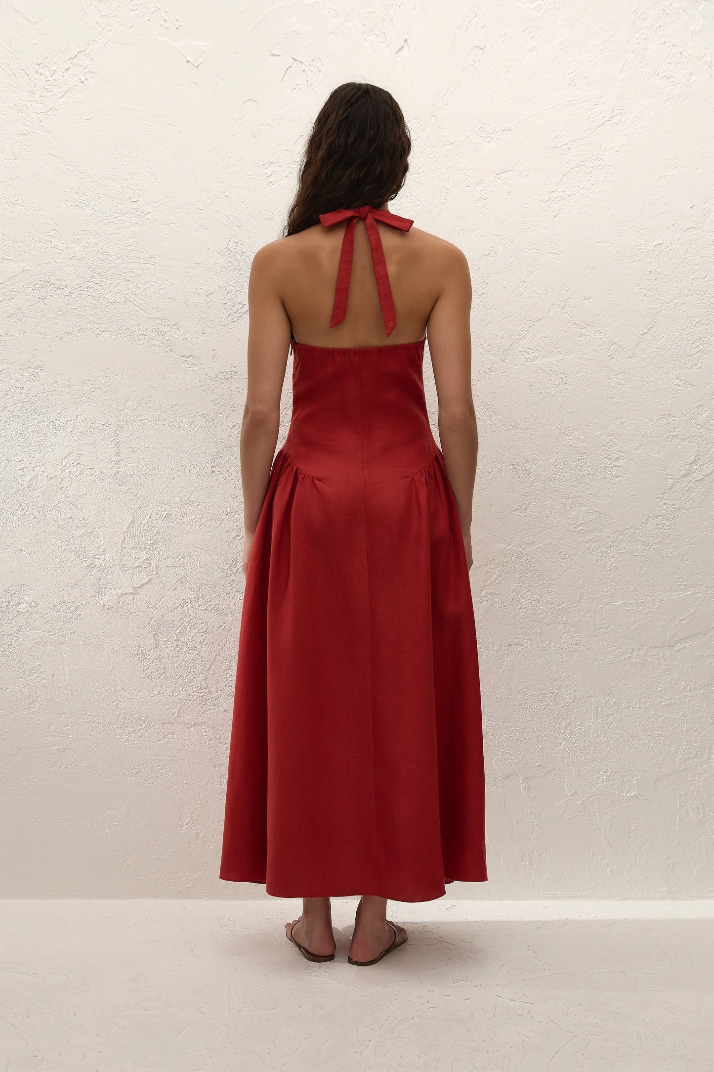 Co-op California Boutique La Cala Midi Dress in Chilli Red