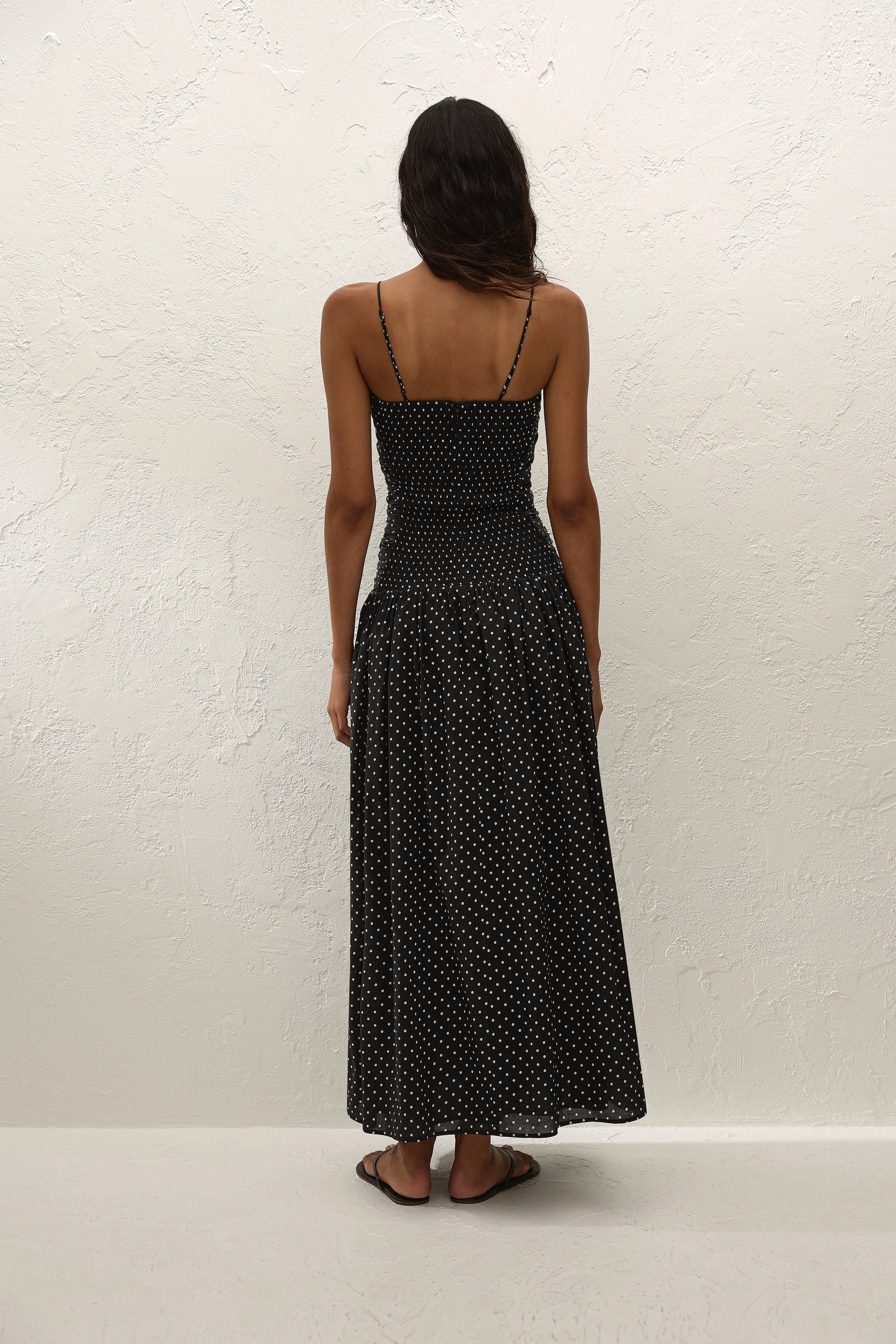 Co-op California Boutique Mira Maxi Dress - Lola Polka Dot in Black and Off White
