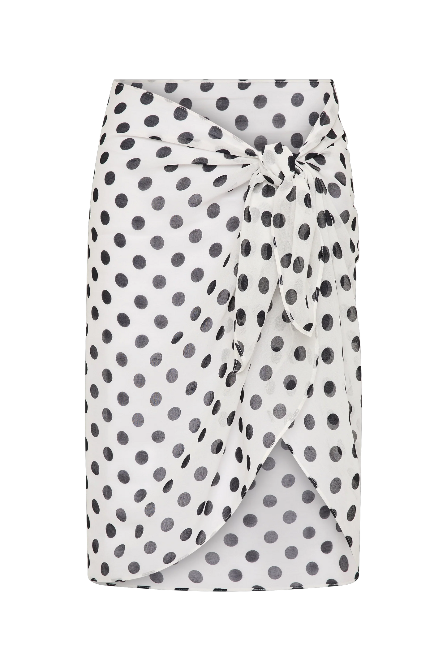 Co-op California Boutique Mirra Pareo - White & Black Polka Dot Rayon Georgette Beach Wrap