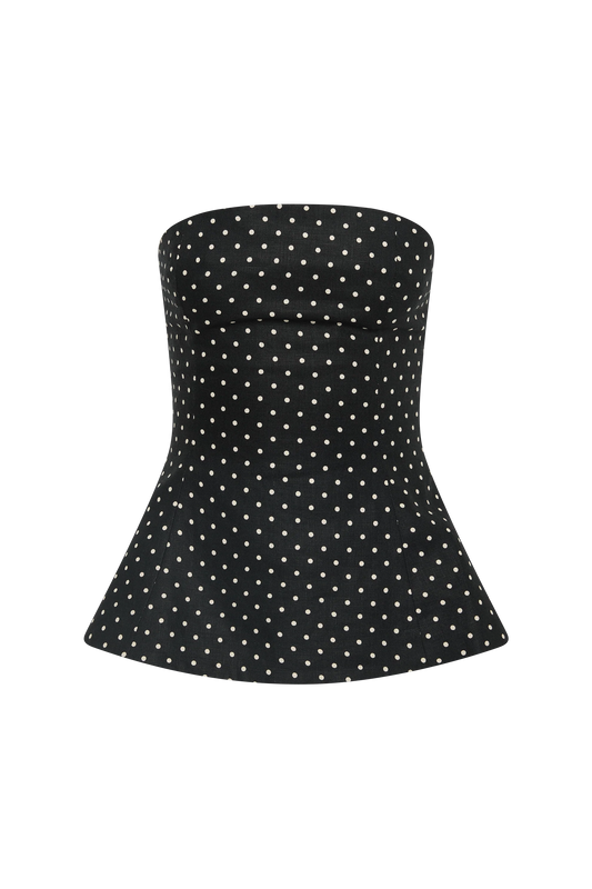 Co-op California Boutique Petro Top Lola in Polka Dot Black Cream