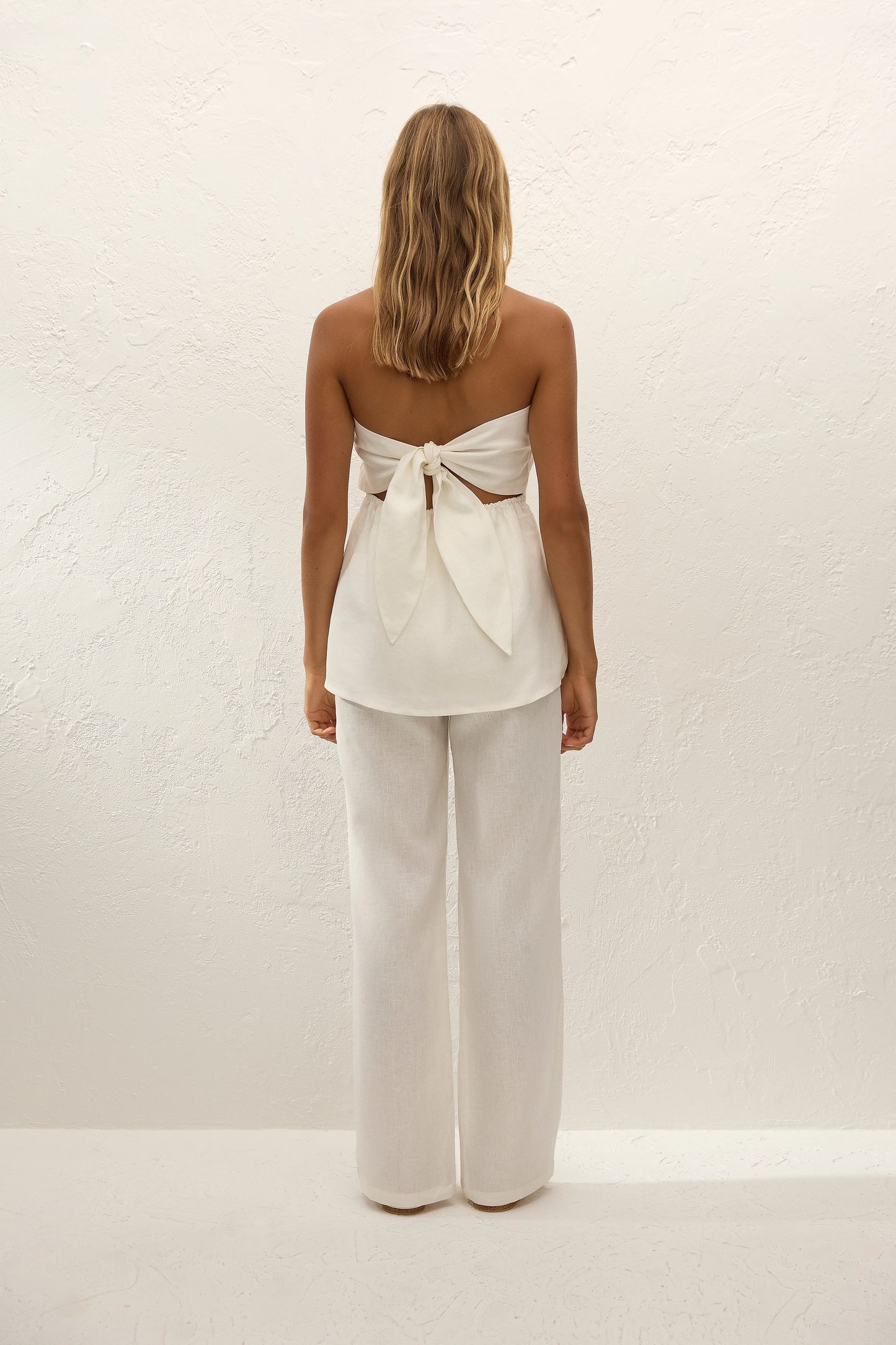 Co-op California Boutique Solmar Top White – Strapless Linen Top