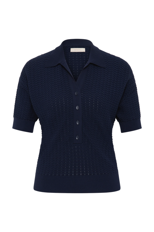 Vintage Navy Oana Polo Shirt by Co-op California Boutique